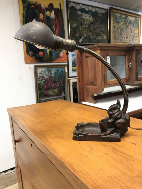 UNUSUAL GOOSENECK TABLE LAMP WITH FIGURAL RABBIT MATCH (1 of 5)