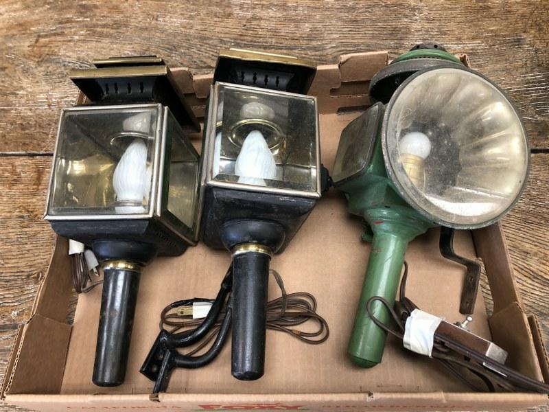 (3) OLD LANTERNS INCL. A PAIR WITH IRON WALL BRACKETS, (1 of 12)