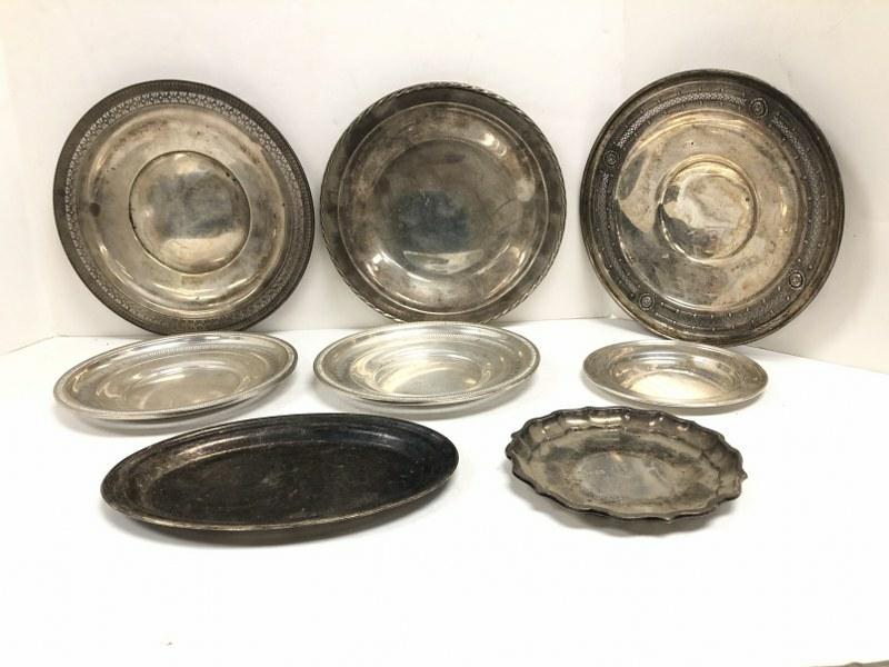 STERLING SILVER ESTATE LOT OF (8) PLATES AND TRAYS, (1) (1 of 6)