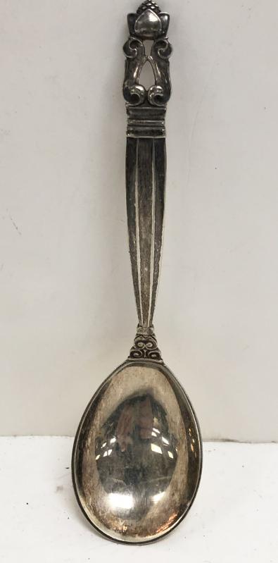 GEORG JENSEN DENMARK STERLING SILVER SERVING SPOON, (1 of 4)