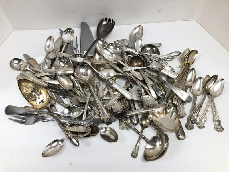 BOXLOT OF OLDER MISC. SILVERPLATE FLATWARE FROM (1 of 2)