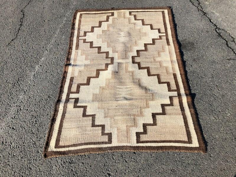 OLD WOOL INDIAN RUG, FROM THE OLD BAR V RANCH, IN (1 of 2)