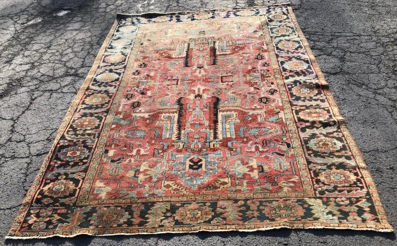 ANTIQUE HERIZ RUG, ESTATE WEAR MOSTLY IN ONE CORNER AS (1 of 6)