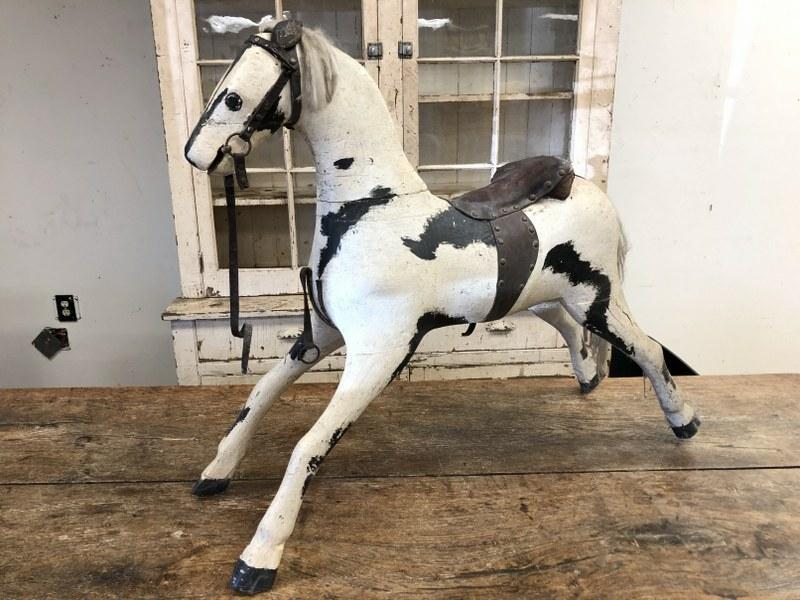 19TH C WOOD TOY HORSE, POSSIBLY A HOBBY HORSE AT ONE (1 of 7)