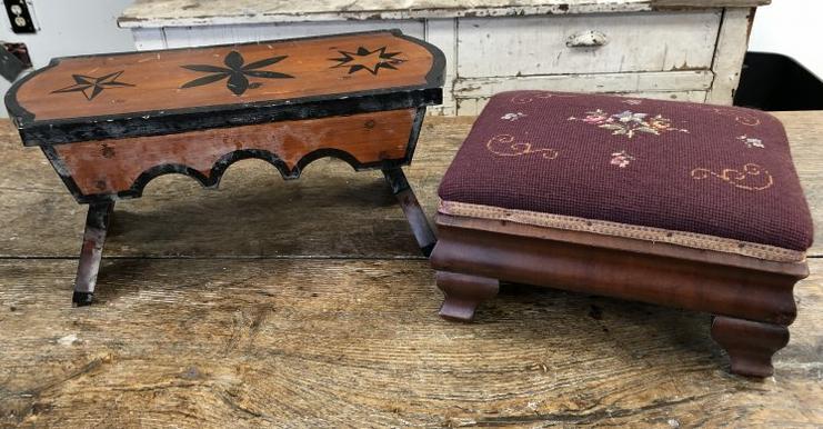 (2) NICE ESTATE STOOLS, ONE IS AN EMPIRE WITH (1 of 8)