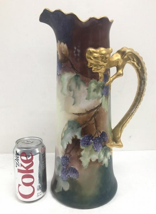 J P L LIMOGES 14.75" HIGH PITCHER WITH GOLD DRAGON (1 of 7)