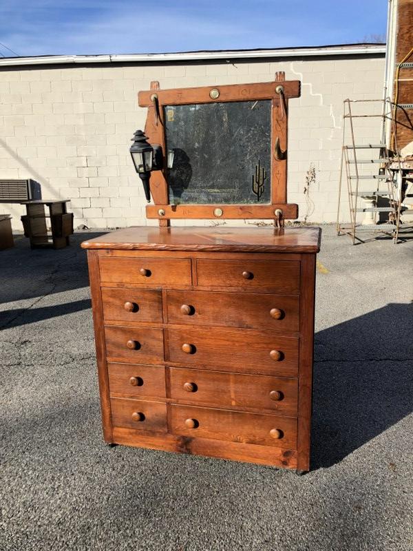 WONDERFUL HANDMADE PINE TALL DRESSER WITH MIRROR FROM (1 of 5)