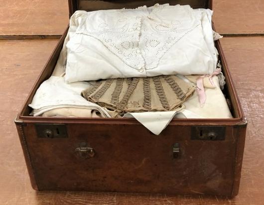 OLD TRUNK OF AS FOUND CLOTHES, 2 NICE BEADED BAGS, (1 of 19)