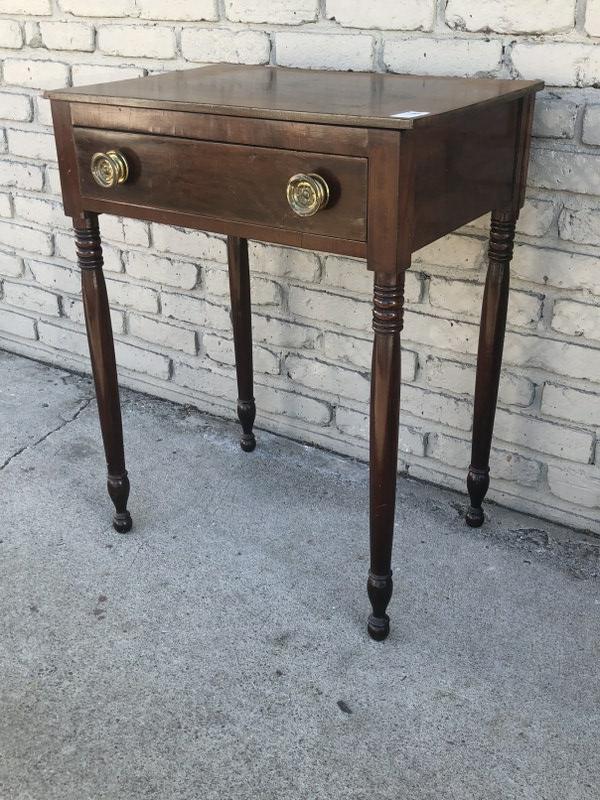 19TH C SHERATON ONE DRAWER MAHOGANY STAND, WITH (1 of 3)