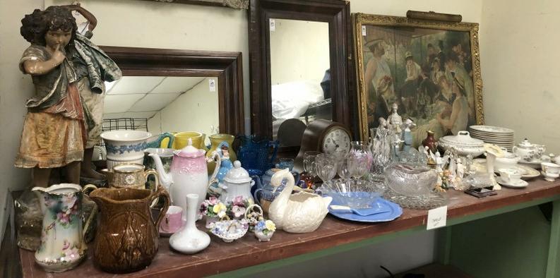 ESTATE TABLE TOP LOT OLDER PORCELAINS, GLASSWARES, (1 of 11)