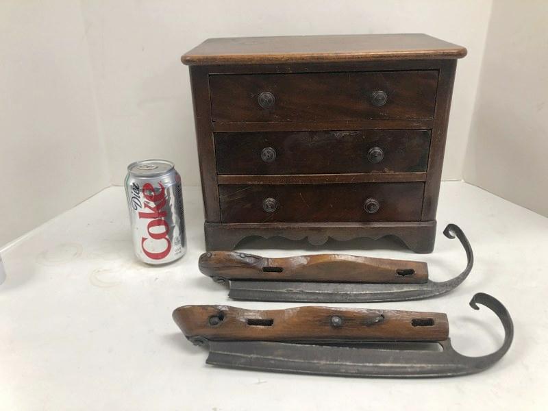 ESTATE LOT DIMINUTIVE 3 DRAWER EMPIRE CHEST (DOLLS) & (1 of 3)
