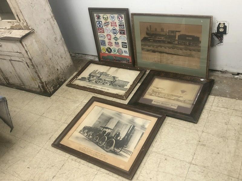 (5) PC. FRAMED RAILROAD LOT INCL. EARLY LARGE (1 of 10)