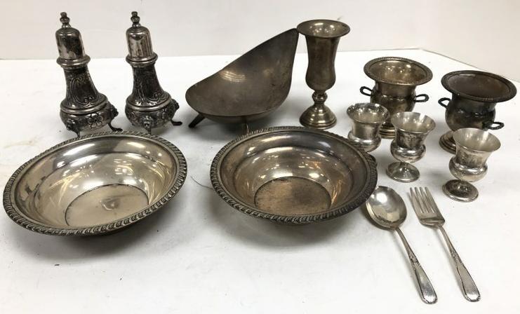 MISC. ESTATE STERLING SILVER LOT- INCLUDES SALT & (1 of 7)