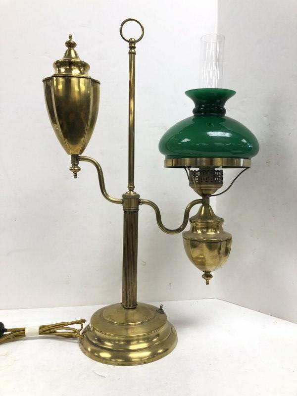 NICE OLD SINGLE BRASS STUDENT LAMP, FROM LOCAL ESTATE, (1 of 1)