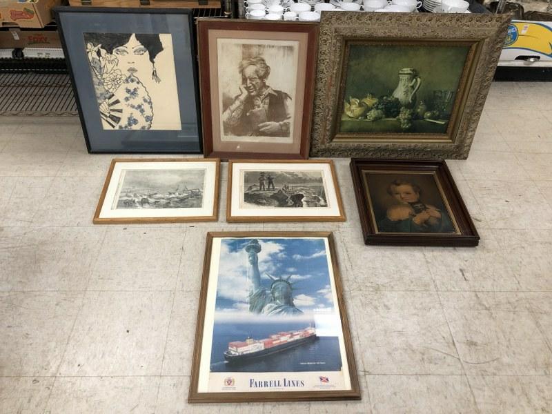 (7) PCS. FRAMED ARTWORK FROM WOODSTOCK, N.Y. ESTATE TO (1 of 9)