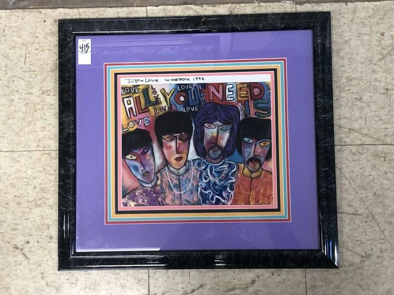 Justin Love signed Beatles print, 1992, Woodstock, New (1 of 2)