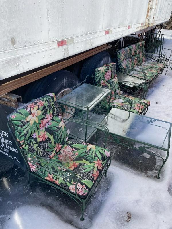 Seven-piece iron outdoor set with outdoor cushions. (1 of 8)