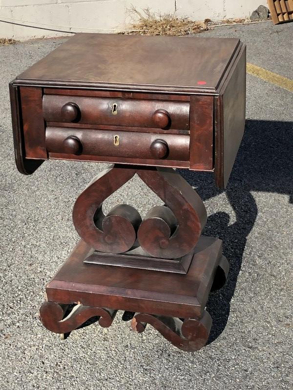 Empire 2 drawer dropleaf small table from local estate, (1 of 5)