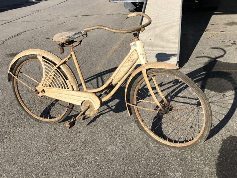 Old cool form as found in the garage girl's bicycle, (1 of 3)