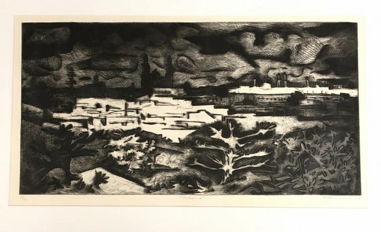 Alfredo Zalce (1908-2003) etching titled ( Morelia ), dated 1972, signed lower right, & number 27 of (1 of 4)