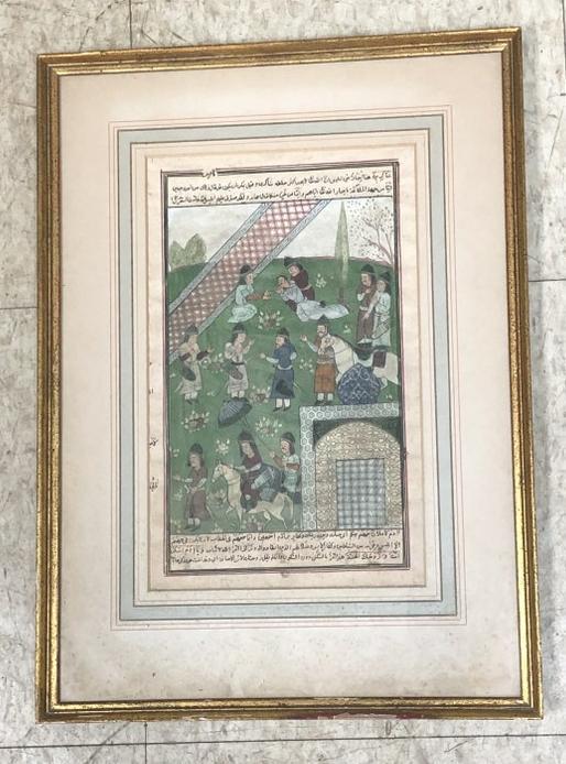 Circa 1800 Persian miniature painted on parchment. Some light foxing matting and few light spots on (1 of 6)