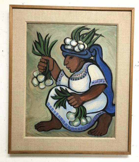 Dorothy Dickenson Corbit (1919-2013) o/b titled ( Onion Seller  Oaxaca, Mexico ).  Signed lower (1 of 5)