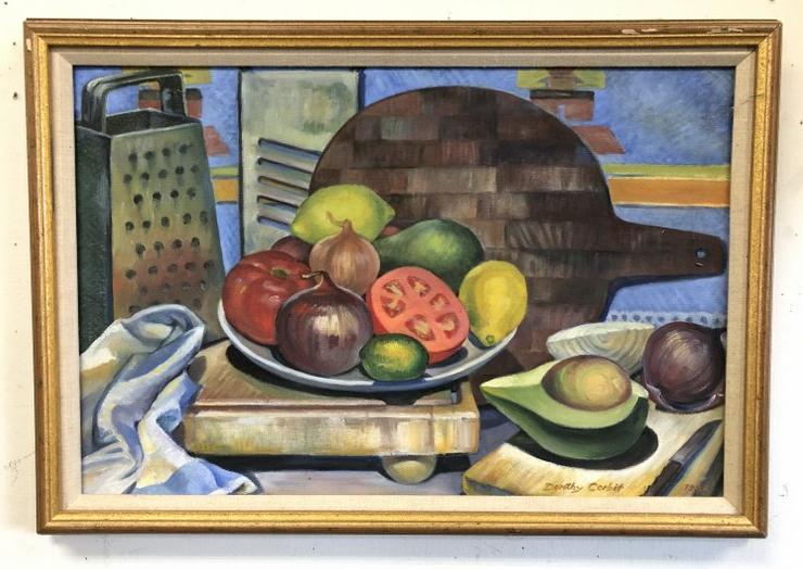 Dorothy Dickensen Corbit ( 1919-2013 ) o/c still life titled ( Kitchen Still Life ) signed lower (1 of 4)