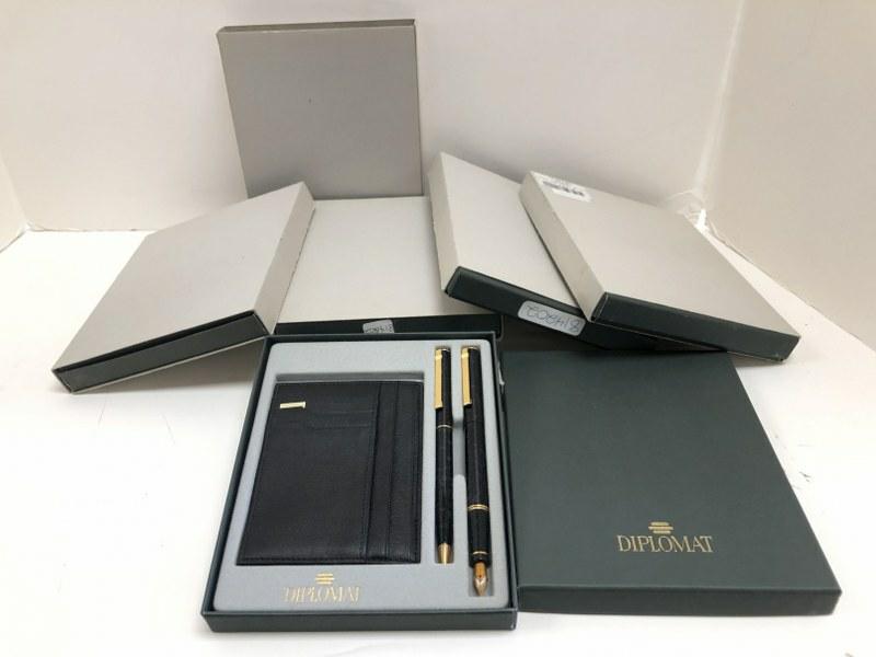(6) Diplomat NIB vintage fountain pen, ball point pen & leather bill fold sets, from estate fountain (1 of 6)