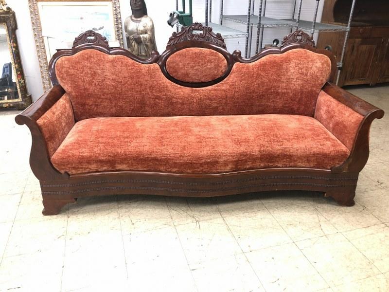Nice Period Empire mahogany sofa, from local Hudson Valley estate, veneer overall is in nice estate (1 of 6)