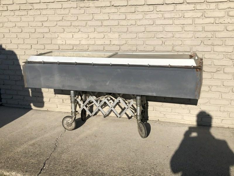 Antique metal coffin with glass half top to expose top half of body, from attic of 3 generation: Antique metal coffin with glass half top to expose top half of body, from attic of 3 generation Funeral Home in the Hudson Valley. Made by Northern Casket Company in Wisconsin. Measures 77" high x 23"