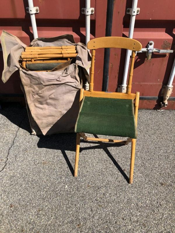 (6) H L Breithaupt & Bros. maple folding chairs, in original canvas carrying and storage bag, All (1 of 9)