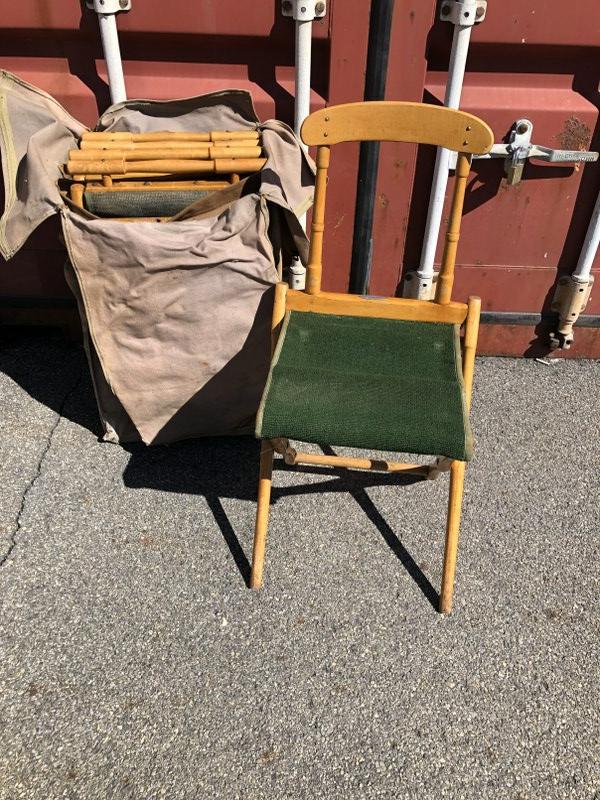 (5) H L Breithaupt & Bros. maple folding chairs, in original canvas carrying and storage bag, All (1 of 6)
