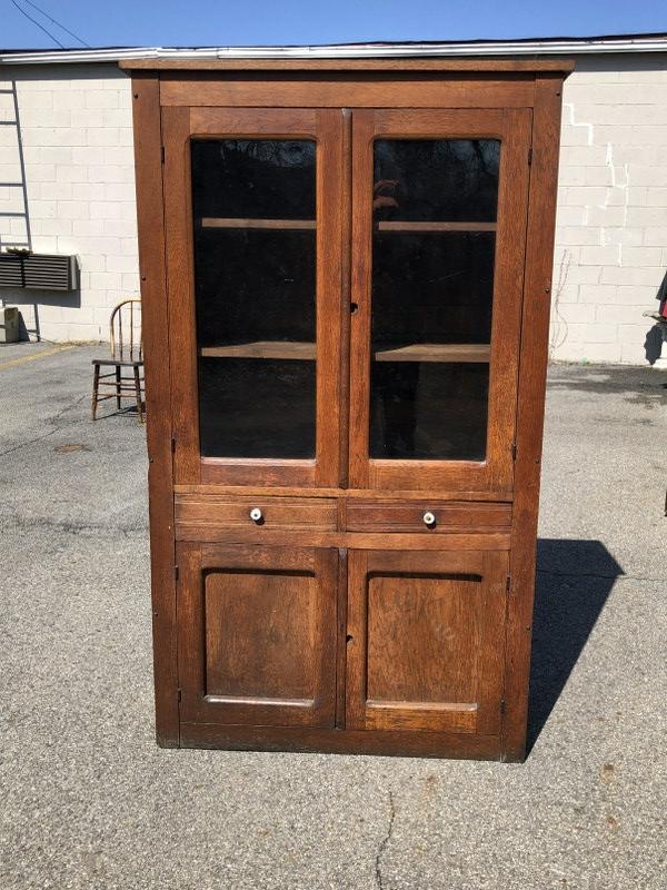 Circa 1900 oak kitchen cabinet, from NYC estate, structurally sound, original finish, measures 71" (1 of 3)