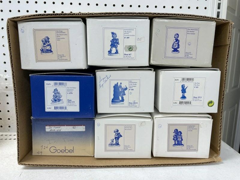 Lot of 9 M.J. Hummel figurines in box. Everything in this lot is in box and figurines are in (1 of 8)