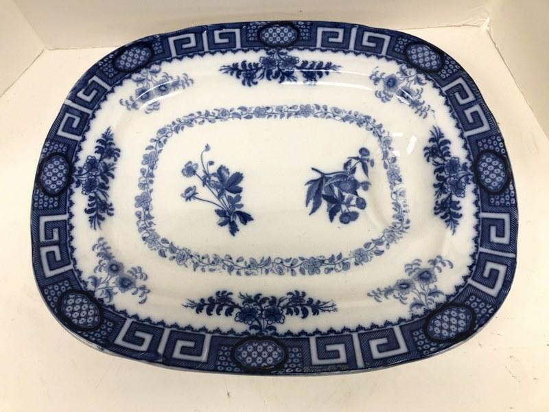 Wedgwood 23.5" blue & white decorated meat platter, from Long Island, N.Y. estate, in very nice (1 of 6)
