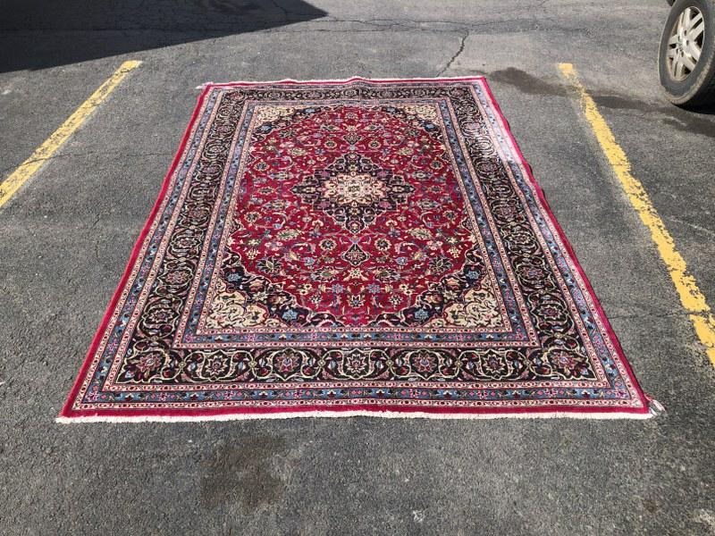 Handmade wool oriental rug, from Hudson Valley home, overall nice condition ( 2 corners has a minor (1 of 6)