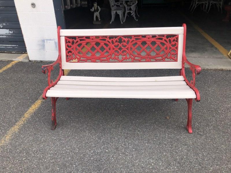 Cast iron & wood slat outdoor bench, quality made, decorative iron design, structurally sound, from (1 of 3)