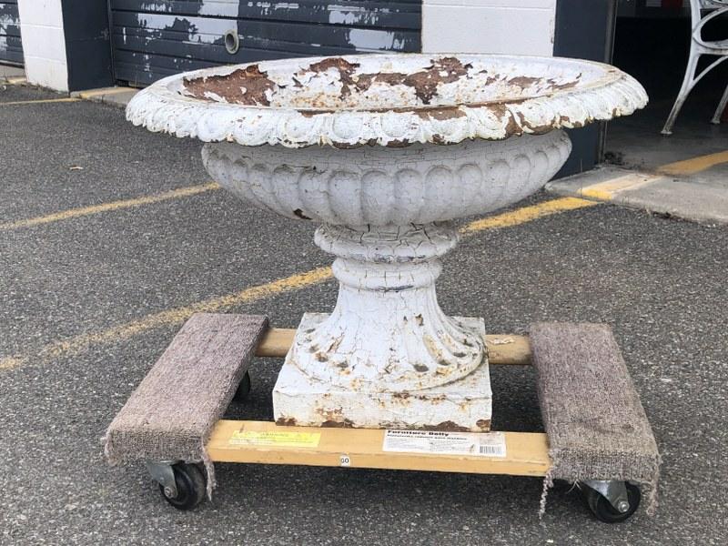 Large 19th c garden urn, older white paint, from Hudson Valley estate, good looking and decorative (1 of 6)