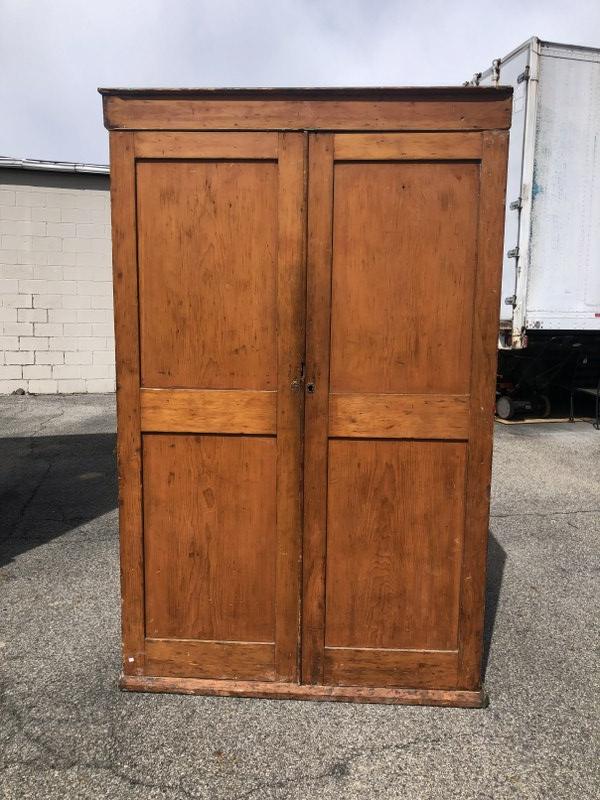 19th c 2 door large pine country cupboard with shelves inside, good looking, from Hudson Valley (1 of 4)