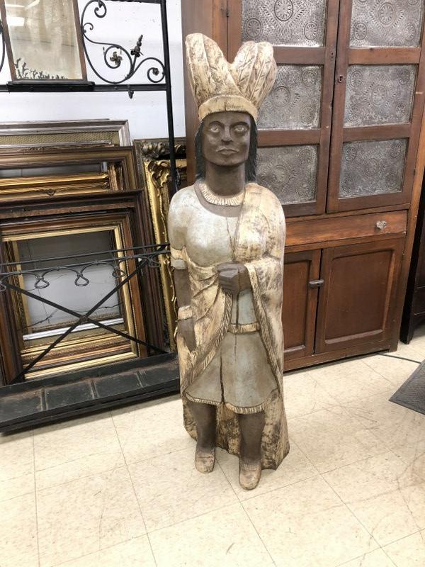 Vintage fiberglass Cigar Store Indian, nice looking appearance, measures 54" high. (maybe made in (1 of 3)