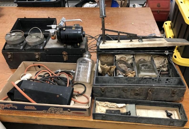 Lot of circa 1920's EMBALMING equipment found in attic of (3) generation Funeral Home in the Hudson (1 of 12)