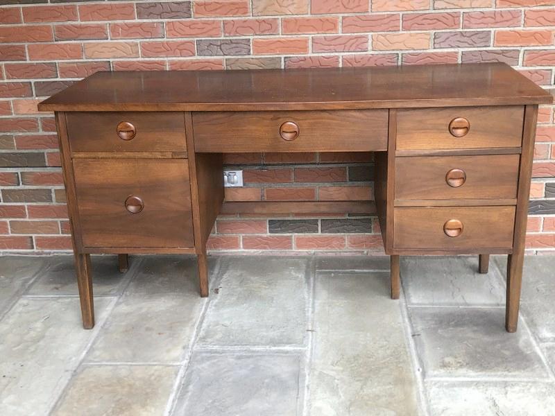 Mid Century walnut desk & chair, clean, structurally sound, from Kingston estate, measures 56" wide (1 of 3)