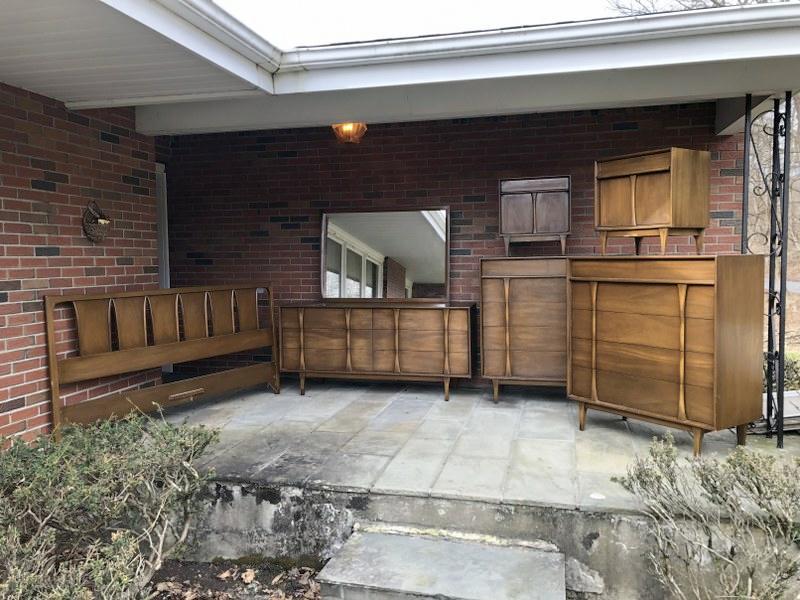(6) pc. Mid Century Danish Modern style walnut bedroom set, from local estate, purchased new when (1 of 6)