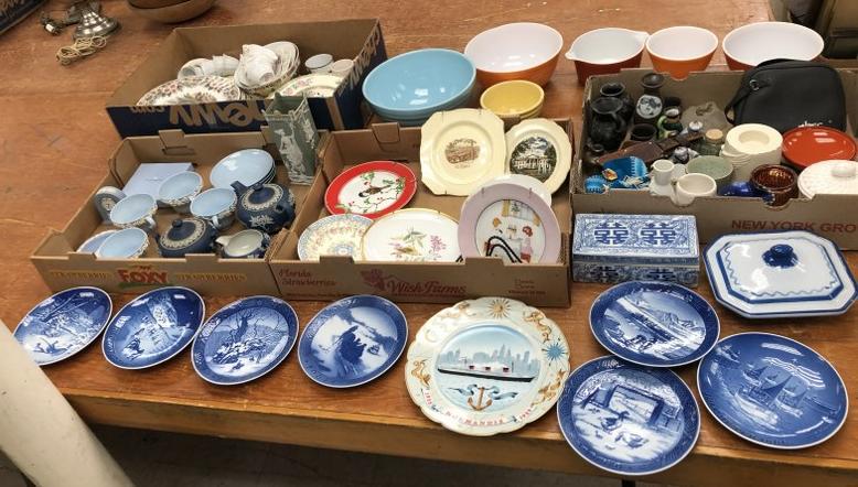 Estate lot collectible & decorative porcelains, including Royal Copenhagen holiday plates, Normandie (1 of 18)