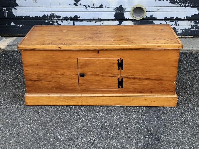 Older pine storage box w/later added front door, till still intact inside, good condition, measures (1 of 4)