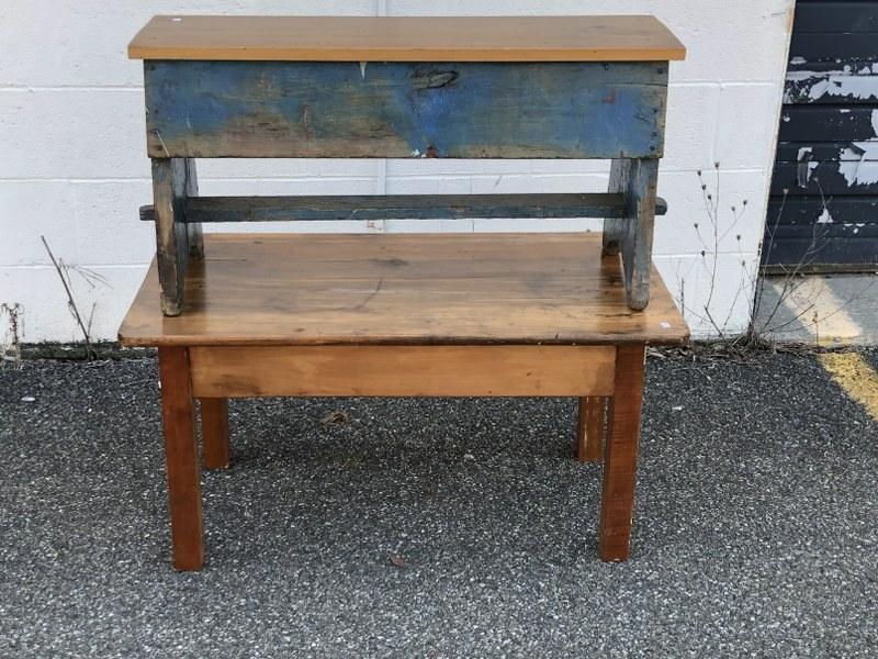 2pc country lot from Woodstock estate including small bench measuring 33" across x 10" deep x 17" (1 of 2)