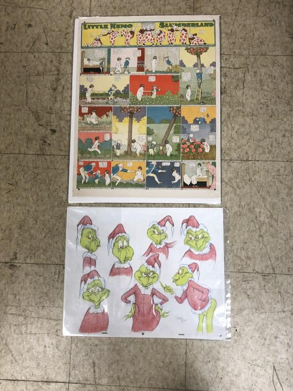 (2) pc. Illustration lot incl. The Grinch color model drawing by Virgil Ross, measuring 17" x 13.5" (1 of 7)