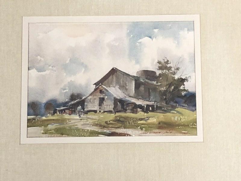 Lowell Ellsworth Smith (1924-2008) watercolour landscape with barn, identified on back as ( (1 of 6)