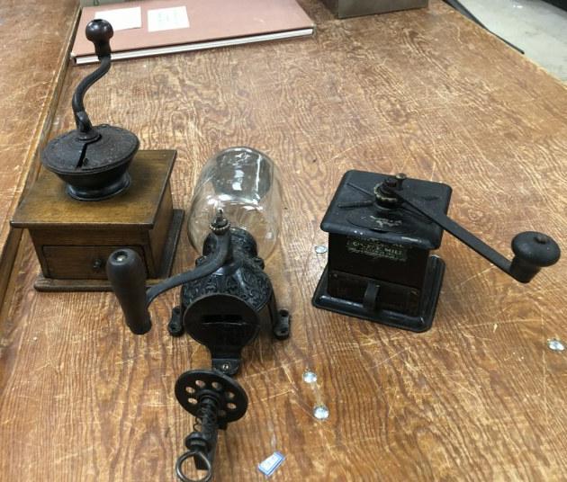 (3) old coffee grinders including Arcadeâ€¦.good estate condition. (1 of 6)