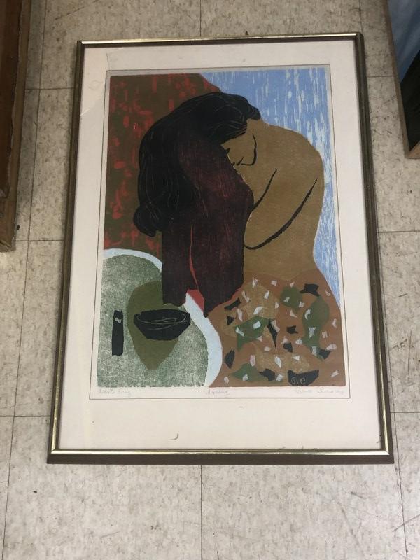 Bruce Currie signed Artist Proof print, titled (Morning), has cracked glass, print in nice (1 of 2)